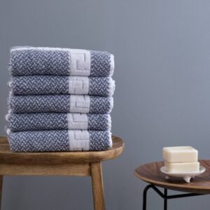 Bath Mat Grey-White Meander 50x70 100%cot 650gsm