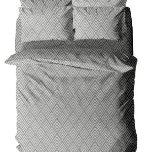 Menta Embroidered 500 Grey King-Size Duvet Cover (230x250)