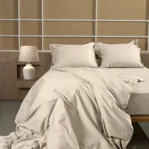 OmniaBeige Cotton Satin Duvet Cover, King Size (220x240)