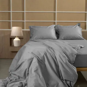 Omnia Grey Cotton-Satin Duvet Cover, King Size (220x240)