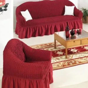 Red Gofre Sofa Cover