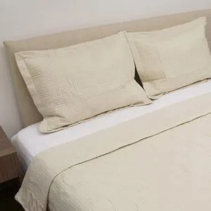 Beige Embroidered Percale Duvet Cover, King Size (220x240)