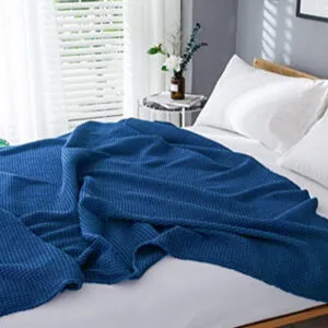 Eliot Blue Pique Blanket, King Size (220×240)