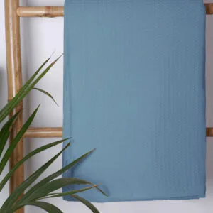 Blue Cotton Pique Blanket, King Size (230x265)