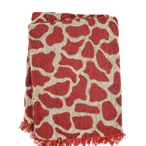 Cow Red Zakar Chenille Throw, 4-Seater