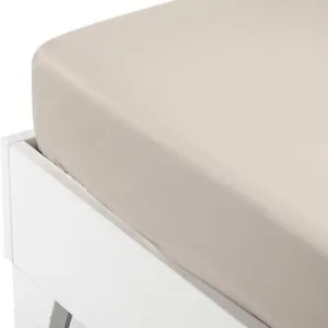 Satin Double Bed Sheet with Elastic, Beige (160x200+40)