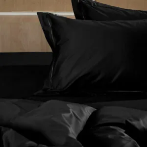 Omnia Flat Black Cotton-Satin Sheet, King Size (250×280)