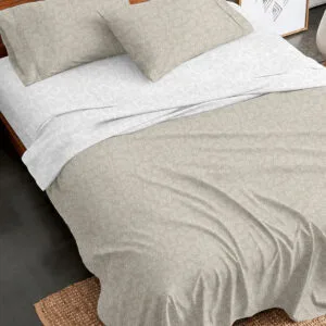 Flannel Sheet Set 2052 Beige, Single Size with Elastic (105x205+30)