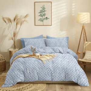 "Marta" Mosaic Blue Sheet Set - Single 165x260 (x2) + 50x70 (x1)