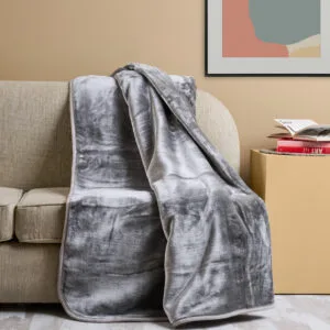 "Silk Touch" Gray Solid-Color Velvet Blanket - Extra-Large 220x240