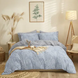 “Marta” Pansy Denim Bedding Set - Double 205x260 (x2) + 50x70 (x2)