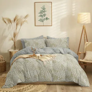 “Marta” Pansy Olive Sheet Set - Single 165x260 (x2) + 50x70 (x1)