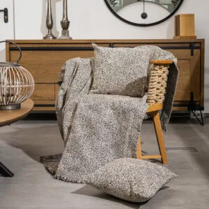 Chenille “Whisper” Ani Beige-Black Sofa Throw - Single Seater 180x180
