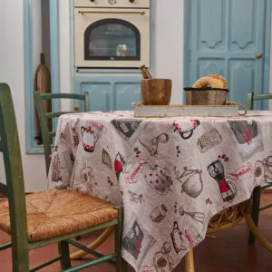“Multi Line” Cook Red Tablecloth - 140x140