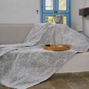 Cotton “Voyage” Veli Grey Sofa Throw - Three-Seater 180x300