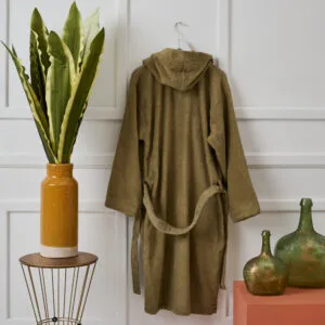 "Pure Cotton" Adult Bathrobe with Hood, Olive - M