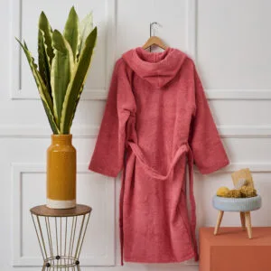 "Pure Cotton" Adult Bathrobe with Hood, Rose Pink - XXL