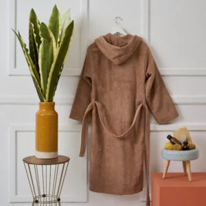 "Pure Cotton" Adult Bathrobe with Hood, Latte - M