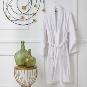 "Pure Cotton" Adult Bathrobe, White Collar - XL