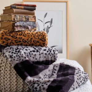 “Marbidona” Fleece Blanket – Stripe Animal Grey – Extra-Large 220x240