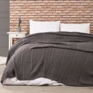 “Edenhill” Knitted Blanket, Anthracite